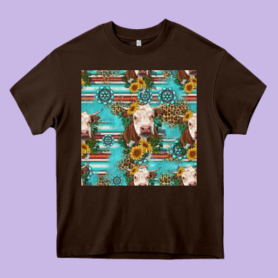 Charolais Cow Seamless Pattern Heavy Core Tee Designed By Hra Design Shop