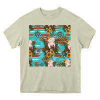 Mossy charolais cow seamless pattern Heavy Core Tee - HRA Design Shop