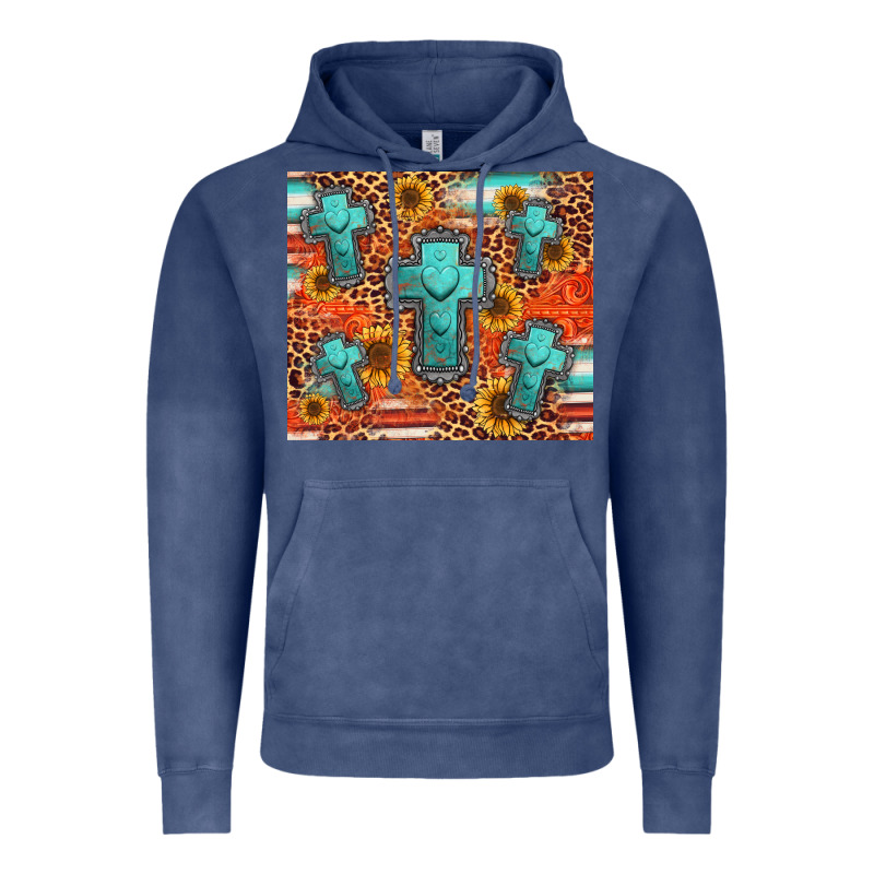 Turquoise Cross Pattern Vintage Hoodie by Jasminsmagicworld | Teevron