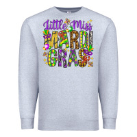 Heather Grey Little miss Mardi Gras Premium Sweatshirt - HowdyJamesFarm