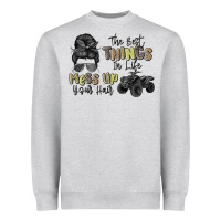 Heather Grey the best things in life mess up your hair Heavyweight Sweatshirt - MaliasSmallBusiness