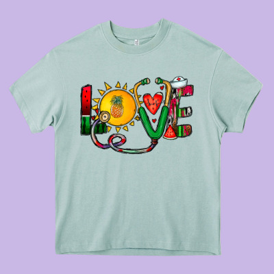 Summer Nurse Heavy Core Tee Designed By Cowhidedigitalart