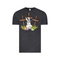Vintage Black floral watercolor easter bunny cross Vintage Tee - MaliasSmallBusiness