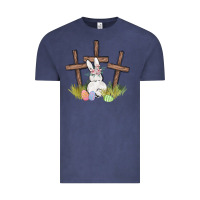 Vintage Denim floral watercolor easter bunny cross Vintage Tee - MaliasSmallBusiness