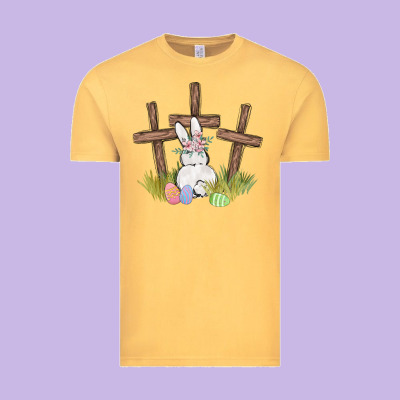 Floral Watercolor Easter Bunny Cross Vintage Tee Designed By Maliassmallbusiness
