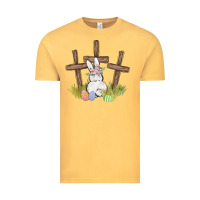 Vintage Mustard floral watercolor easter bunny cross Vintage Tee - MaliasSmallBusiness