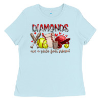Baby Blue diamonds are a girls best friends Ladies Tee - RacoonDesign