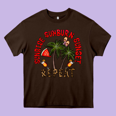 Sunrise Sunburn Sunnset Repeat Heavy Core Tee Designed By Cowhidedigitalart
