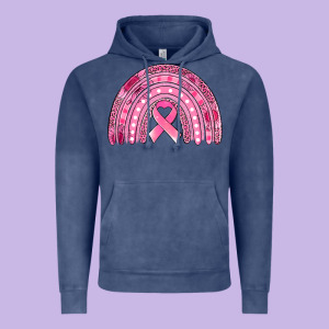 Breast Cancer Awareness Rainbow Vintage Hoodie Designed By Jasminsmagicworld