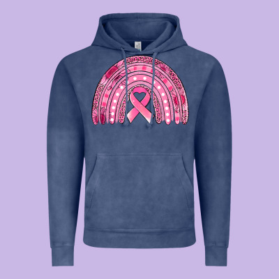 Breast Cancer Awareness Rainbow Vintage Hoodie Designed By Jasminsmagicworld