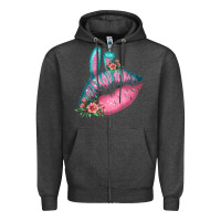 Charcoal Heather Eared Turquoise Pink Easter Lips Zipper Hoodie - Bettercallsaul