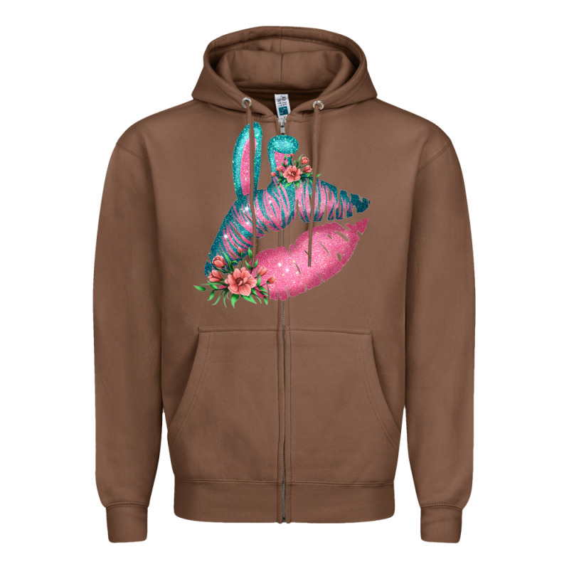 Eared Turquoise Pink Easter Lips Zipper Hoodie by Bettercallsaul | Teevron