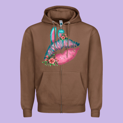 Eared Turquoise Pink Easter Lips Zipper Hoodie Designed By Bettercallsaul
