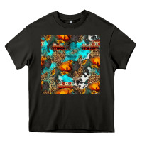 Asphalt western sunset bison and sunflowers seamless pattern Heavy Core Tee - HRA Design Shop