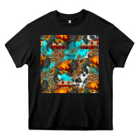 Black western sunset bison and sunflowers seamless pattern Heavy Core Tee - HRA Design Shop