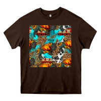 Chocolate Brown western sunset bison and sunflowers seamless pattern Heavy Core Tee - HRA Design Shop