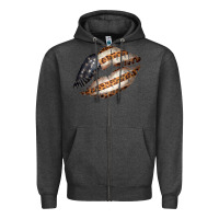 Charcoal Heather Vintage American Flag With Leopard Pattern Zipper Hoodie - Bettercallsaul