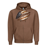 Chestnut Vintage American Flag With Leopard Pattern Zipper Hoodie - Bettercallsaul