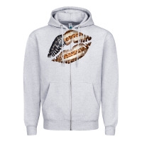 Heather Grey Vintage American Flag With Leopard Pattern Zipper Hoodie - Bettercallsaul