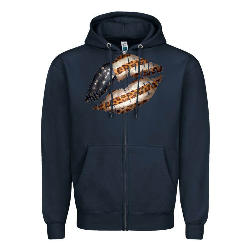 Vintage American Flag With Leopard Pattern Zipper Hoodie by Bettercallsaul | Teevron