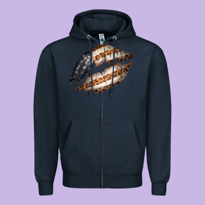 Vintage American Flag With Leopard Pattern Zipper Hoodie Designed By Bettercallsaul