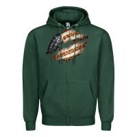 Sports Green Vintage American Flag With Leopard Pattern Zipper Hoodie - Bettercallsaul