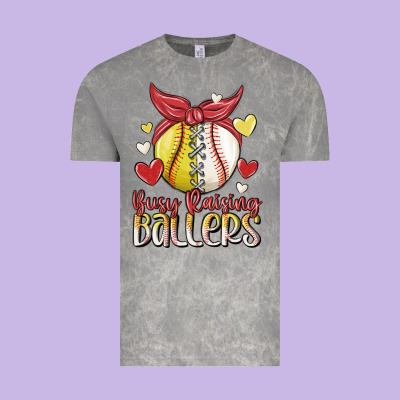 Busy Raising Ballers Vintage Tee Designed By Maliassmallbusiness