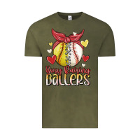 Vintage Olive busy raising ballers Vintage Tee - MaliasSmallBusiness