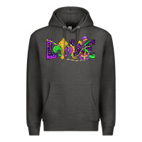 Charcoal Heather mardi gras love Premium Hoodie - JahusDesignShop