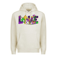 Oatmeal Heather mardi gras love Premium Hoodie - JahusDesignShop
