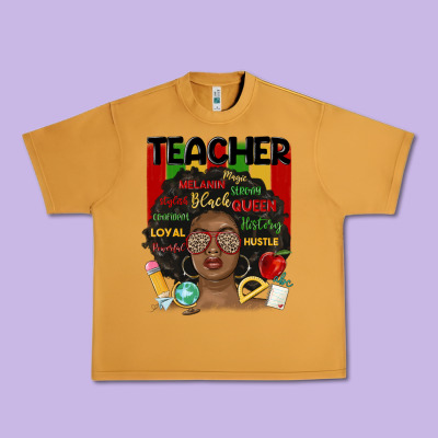 Black Woman Teacher Urban Heavy Tee Designed By Maliassmallbusiness