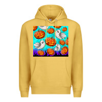 Antique Gold halloween pumpkins with ghosts Premium Hoodie - TumblerDesignByShophia