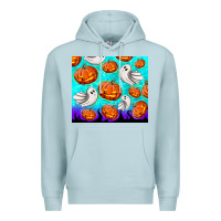 Blue Mist halloween pumpkins with ghosts Premium Hoodie - TumblerDesignByShophia