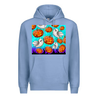Colony Blue halloween pumpkins with ghosts Premium Hoodie - TumblerDesignByShophia