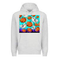 Dove Grey halloween pumpkins with ghosts Premium Hoodie - TumblerDesignByShophia