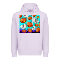 Lilac halloween pumpkins with ghosts Premium Hoodie - TumblerDesignByShophia