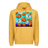 Mustard halloween pumpkins with ghosts Premium Hoodie - TumblerDesignByShophia