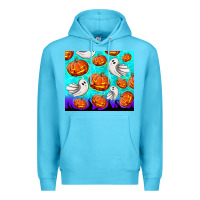 Ocean Blue halloween pumpkins with ghosts Premium Hoodie - TumblerDesignByShophia