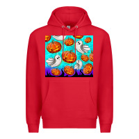 Red halloween pumpkins with ghosts Premium Hoodie - TumblerDesignByShophia