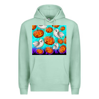 Seafoam halloween pumpkins with ghosts Premium Hoodie - TumblerDesignByShophia