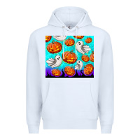 White halloween pumpkins with ghosts Premium Hoodie - TumblerDesignByShophia