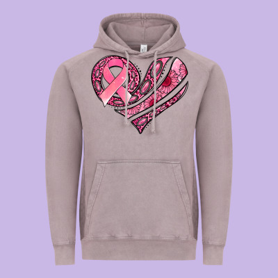 Breast Cancer Awareness Heart Vintage Hoodie Designed By Jasminsmagicworld