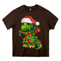 Chocolate Brown Christmas Cute Dragon Heavy Core Tee - FaDigitalArtStudio