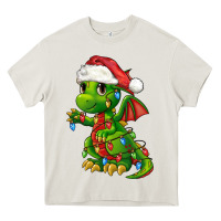 Cream Christmas Cute Dragon Heavy Core Tee - FaDigitalArtStudio