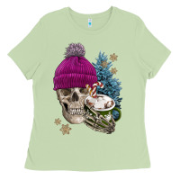 Matcha winter skeleton skull Ladies Tee - FaDigitalArtStudio