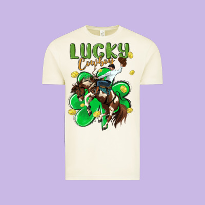 Lucky Cowboy Vintage Tee Designed By Maliassmallbusiness
