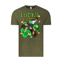 Vintage Olive lucky cowboy Vintage Tee - MaliasSmallBusiness