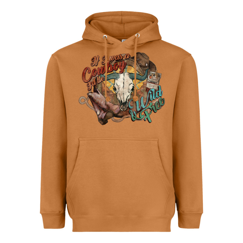 Cowboy Wild And Free Western Heavyweight Hoodie by HowdyJamesFarm | Teevron