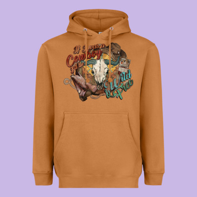 Cowboy Wild And Free Western Heavyweight Hoodie Designed By Howdyjamesfarm
