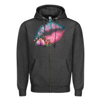 Charcoal Heather Eared Turquoise Pink Easter Lips Zipper Hoodie - Bettercallsaul